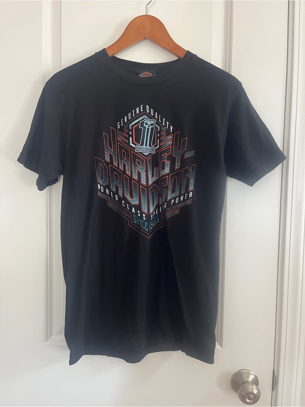 Harley-Davidson Black Short Sleeve Tee with Retro Shield Graphic